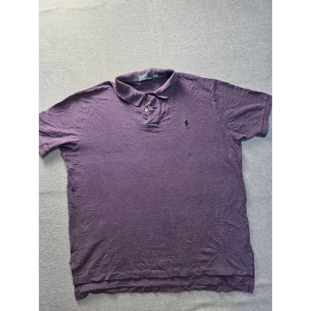 Polo Ralph Lauren Mens‎ XL Purple Short Sleeve Polo Shirt Heathered Pony Logo